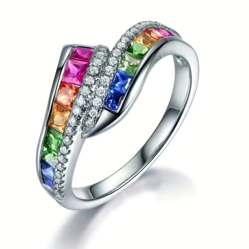 New beautiful women's rainbow ring